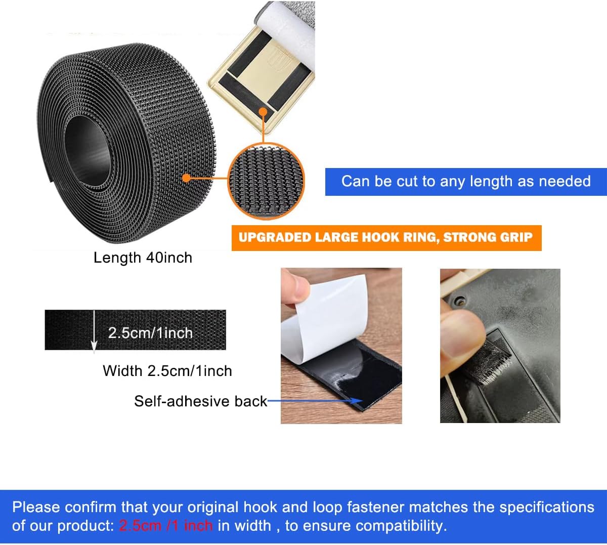 Universal Mop Hook and Loop Replacement Strap with Adhesive Backing Fits Ultra-Fine Microfiber Flat Mop Head for BPAWA Steam Mop and Compatible with Swiffer Commercial Mop for Microfiber Cleaning Pad