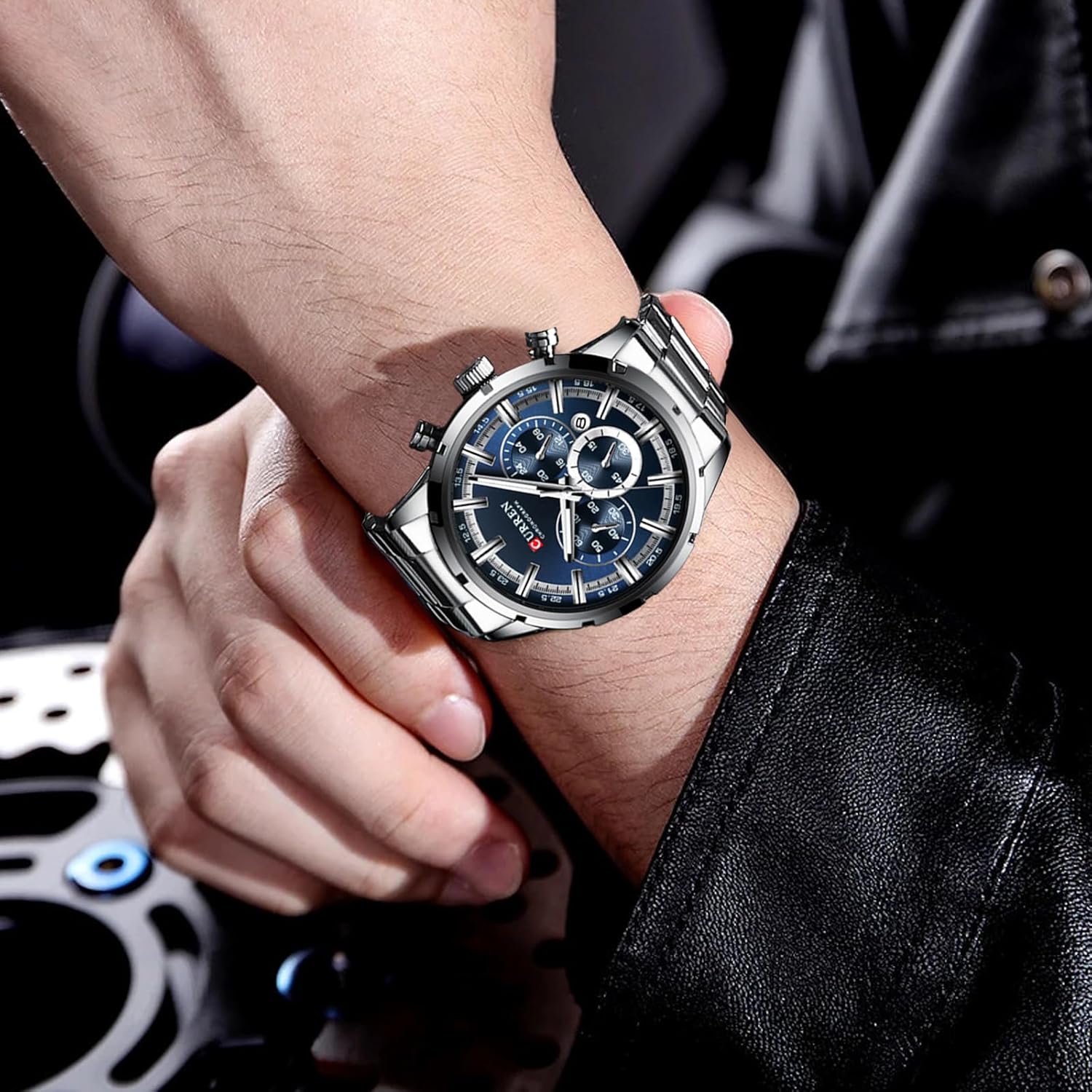 FANMIS Mens Luxury Watches Business Chronograph Dress Waterproof Stainless Steel Analog Quartz Wrist Watch - Image 4