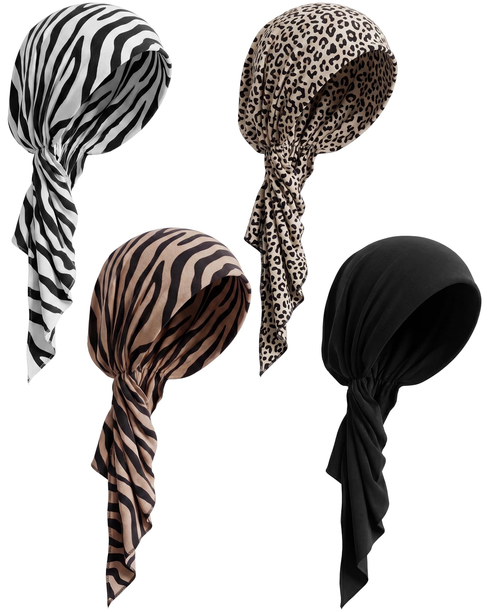 Halfchet 4 Pcs Chemo Headwear for Women | Pre Tied Cancer Caps Head Scarf Turbans for Women Patients Gifts