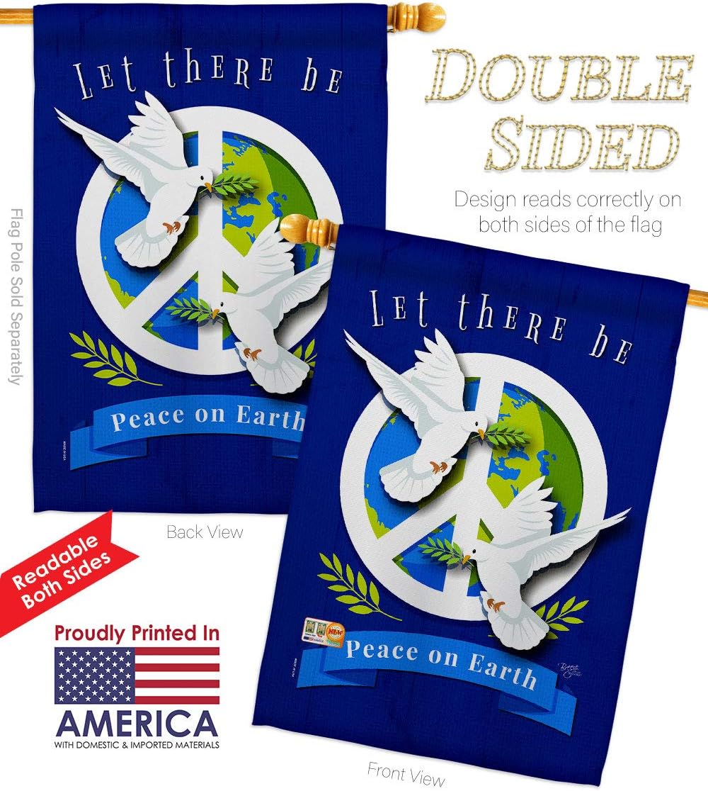Peace on Earth House Flag Sweet Life Support Environmental Protection Small Decorative Gift Yard Banner Double-Sided Made In USA 28 X 40