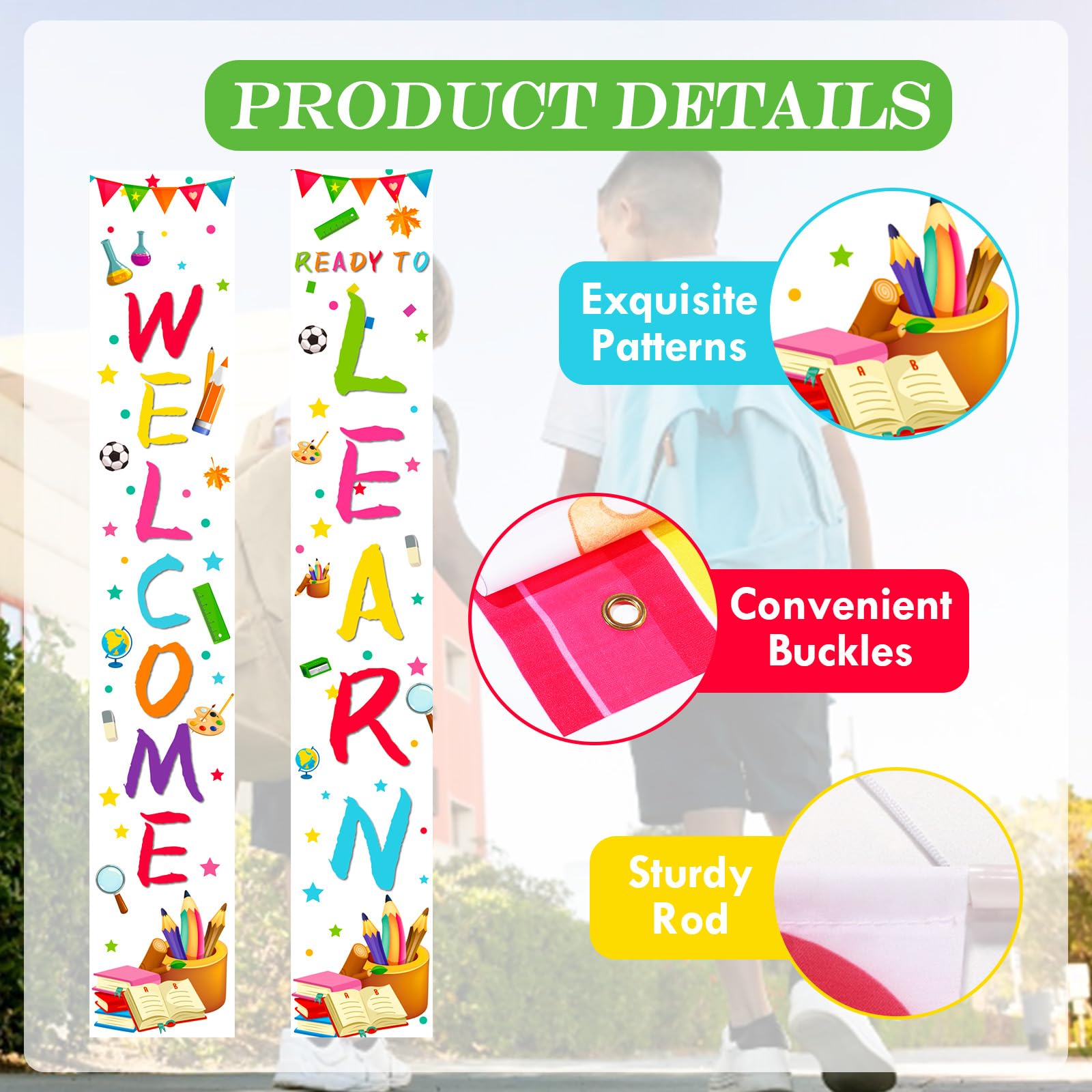 Boho 'Welcome Back To School' Banner – 1,8x1,1 M, Aus Polyester, Für Klassenzimmer, Schulanfang, Kindergarten & Fotohintergrund