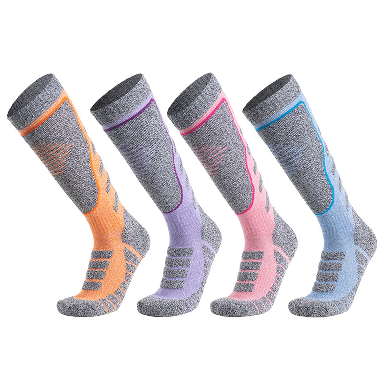4 Paires Chaussette de Ski Laine Mérinos Hommes Femmes Thermiques Longues Chaussettes Respirantes et Confortables Anti-Ampoules Évacuation de l'humidité pour Ski,Patinage,Trekking