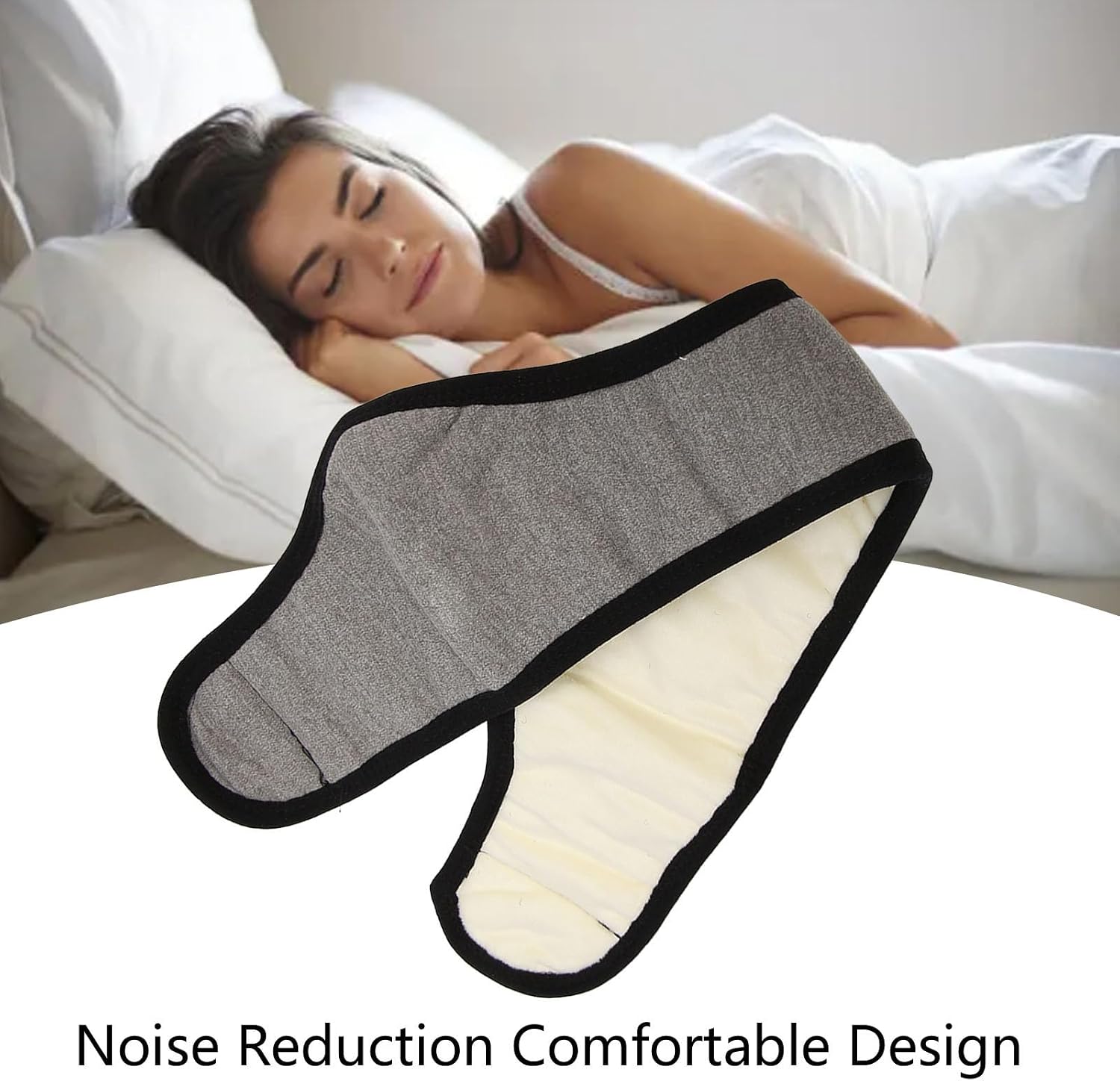 Ergonomic Noise Reduction Sleep Earmuff Adjustable Ear Protection Warm Earmuff Men Women Sleep Winter Breathable Cotton Cloth Material (Gray)
