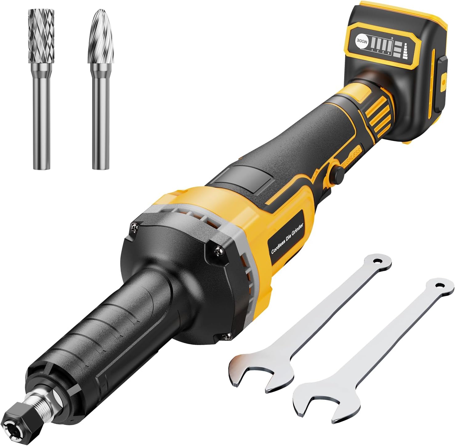 Cordless Die Grinder for Dewalt 20V Battery, Brushless Electric Die Grinder Up to 25000RPM, 1/4" Precision Collet, 4-Variable Speed Power Grinder for Metal Wood Plastic Grind, No Battery