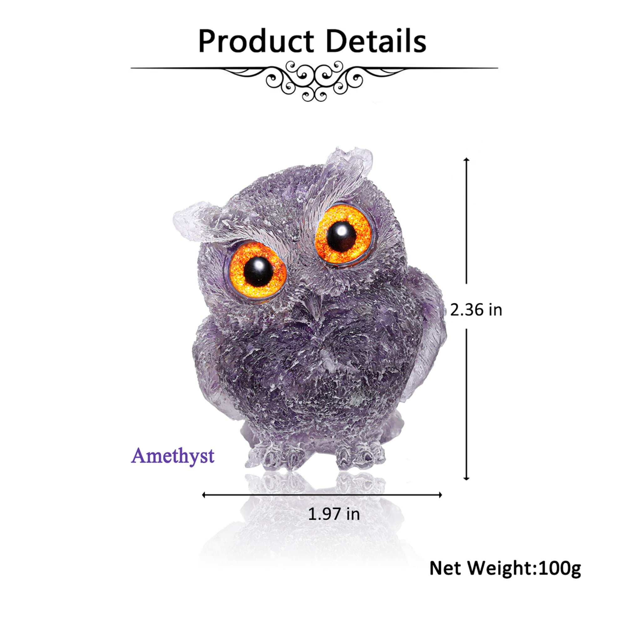 Amazon.com: Jovivi Natural Amethyst Crystal Owl Statue Hand Carved