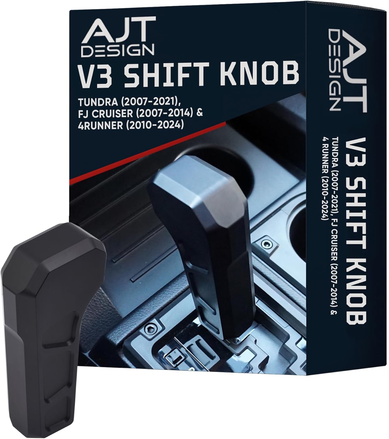 AJT DESIGN Automatic Gear Shifter Knob for 2007–2021 Tundra, 2007–2014 FJ Cruiser (Automatic), 2010–2024 4Runner | Aluminum Car Gear Shift Knob | Compatible with Toyota Truck & SUV Accessories – BLACK