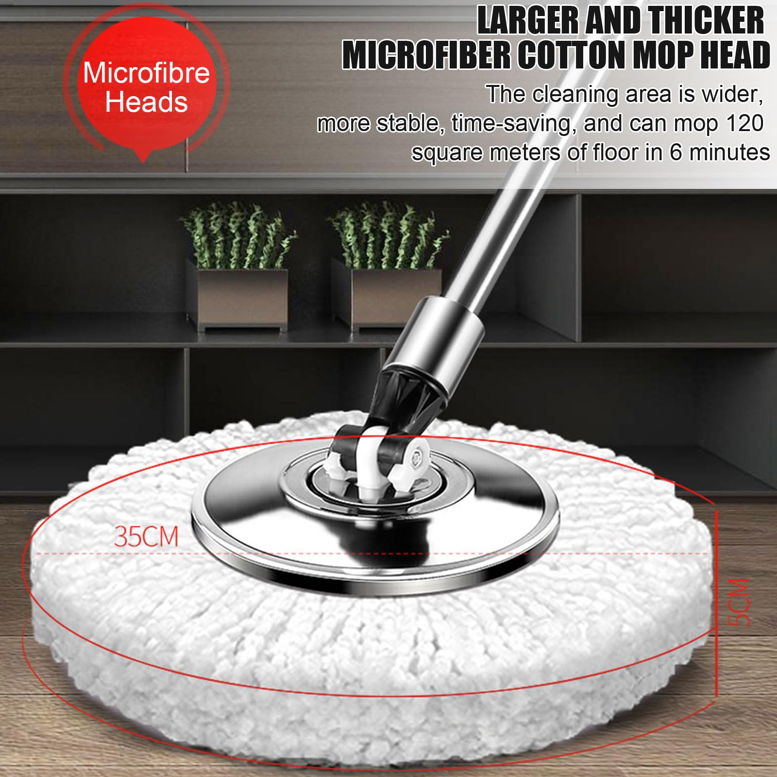 Juego de fregona giratoria y cubo de acero inoxidable con escurridor, fregona giratoria de 360° y cesta interior desmontable para limpieza de suelos con cabezales de repuesto de microfibra