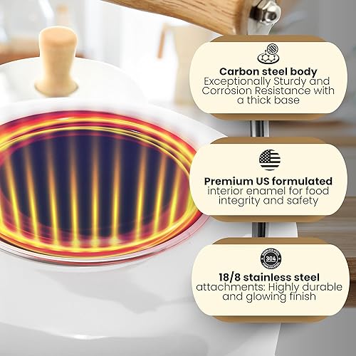 Miniatura 4 de Chantal SVEN - Tetera silbante esmaltada sobre acero con mango de madera natural, 1.4 cuartos de galón, color rojo manzana