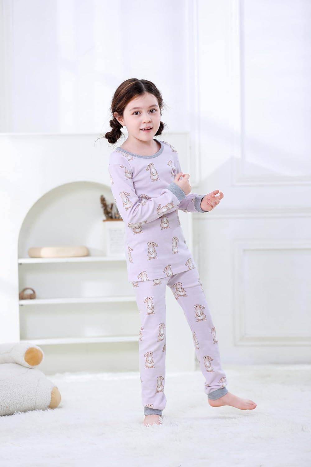 Organic Cotton Boys Girls Pajama Set, 2-Piece Kids Long Sleeve Top and Pants Pajamas, Toddler Snug Fit Sleepwear Set - Image 3