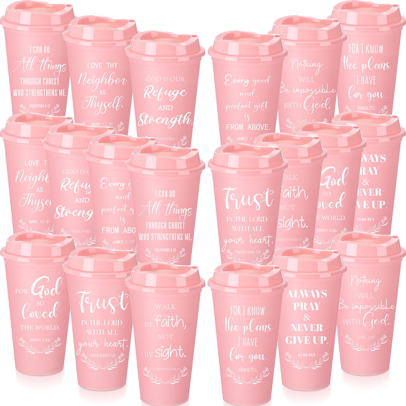 Skylety 20 Pack Christian Gifts Bulk 16oz Bible Verse Tumbler with Lids