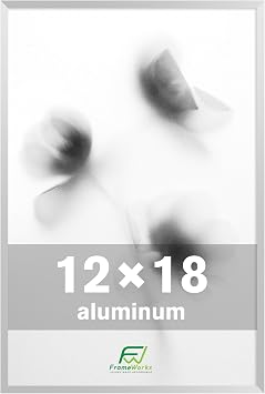 FrameWorks 12x18 Brushed Aluminum Poster Frames Modern Brushed Metal Design w/Shatterproof Plexiglass, Perfect for Posters, Artwork, Paintings, Wall Displays Home or Office Decor, Silver - 1 Pack