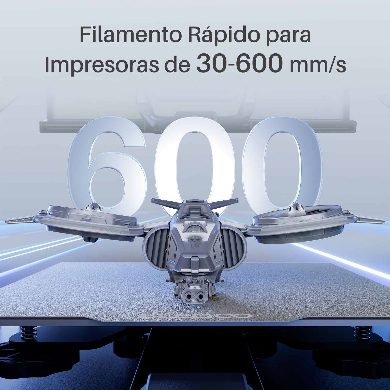 ELEGOO Filamento PLA+ Alta Velocidad 1.75mm 1KG Negro, 30-600mm/s, Precisión Dimensional +/- 0.02mm