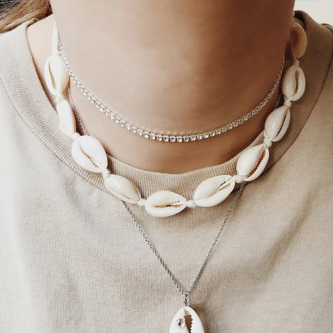 4 Collane Con Conchiglia Naturali: Girocollo Bohémien, Regolabili 30+7 Cm, Fatte A Mano, Per Donna E Ragazza