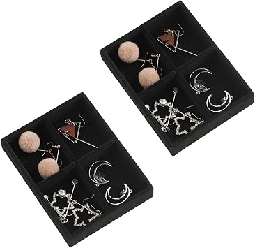 Frebeauty Velvet Jewelry Tray, Drawer Jewelry Organizer,Stackable Jewelry Drawer Tray,Jewelry Storage for Earrings Rings Studs