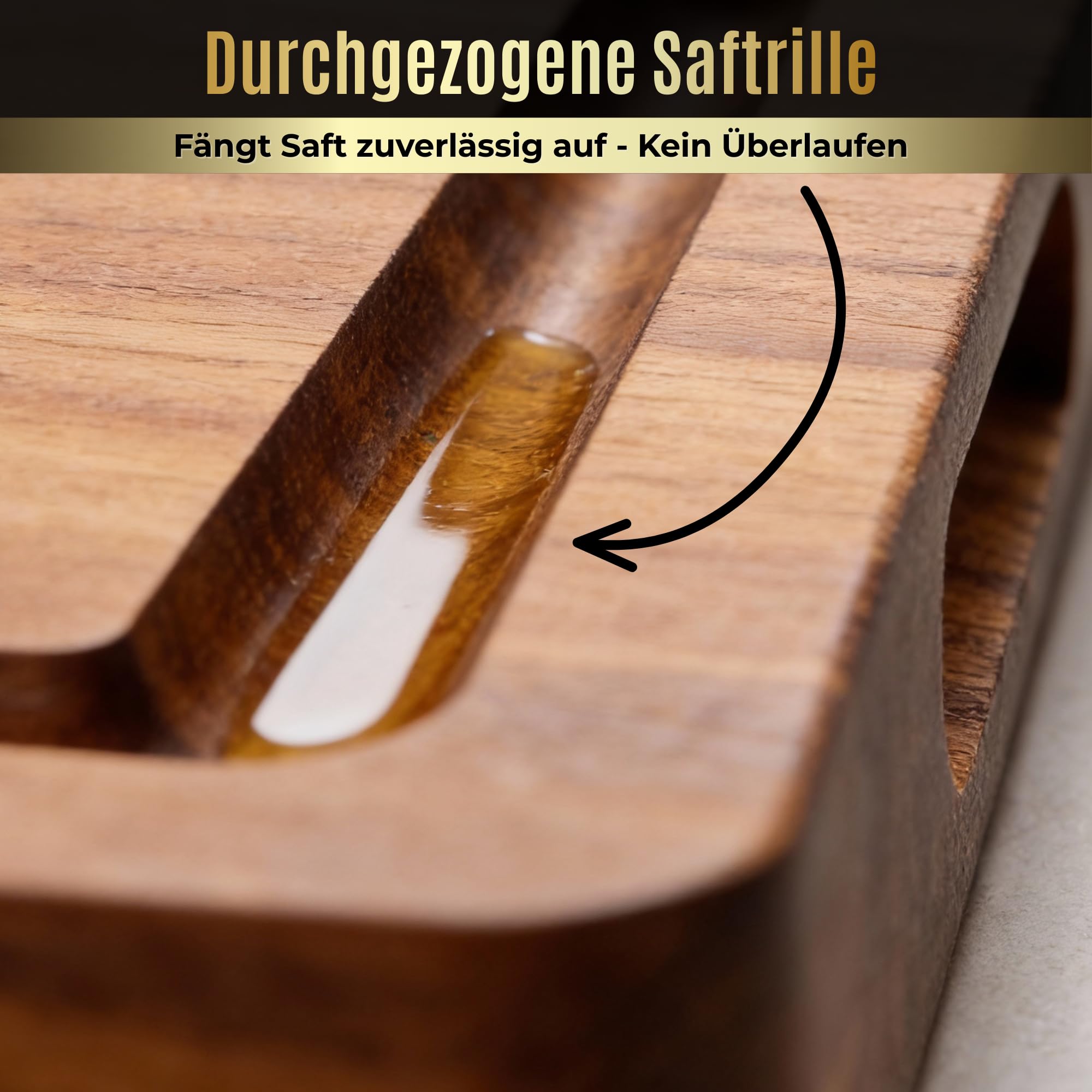 ECENCE Schneidebrett Holz groß 40x30x3cm - Küchenbrett aus Akazienholz