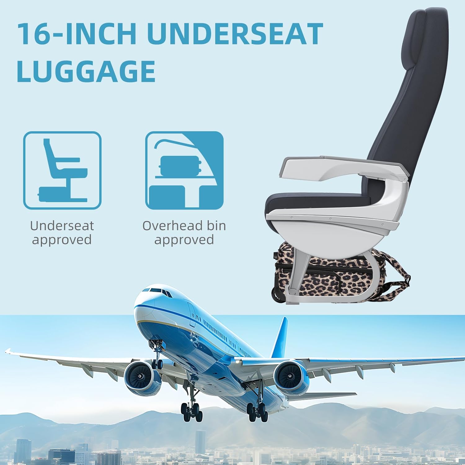 LARVENDER Softside Carry On Luggage 4 Piece, Expandable Carry On Luggage 22x14x9 Airline Approved Underseat Suitcase with Spinner Wheels TSA Lock, Leopard (16/20/BP/TB)
