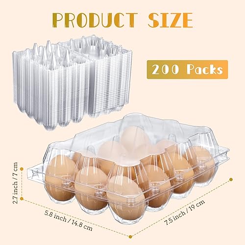 Miniatura 2 de Zubebe 200 cajas de cartón de plástico transparente para huevos, bandeja vacía para pollo a granel que se sostiene de forma segura para granja,