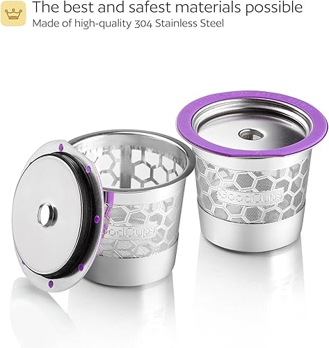 Miniatura 6 de 2 tazas K reutilizables de acero inoxidable con soporte de repuesto para cafeteras Keurig K-Express, K-Mini, K-Classic, K-Elite, K-Café, K-Duo,