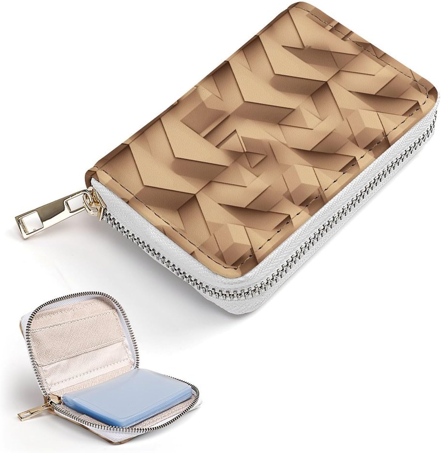 3D Cuboid Pattern Card Holder RFID Blocking,Credit Card Wallet for Women And Men,Card Case Organizer Bag with Zipper