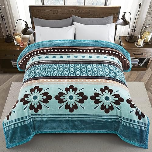 Miniatura 7 de Reversible 11 LB Oversized Heavy Woven Fluffy Plush Soft Warm Korean Style Mink 2 Ply Printed Flannel Fleece Throw Raschel Blanket Embossed Solid,