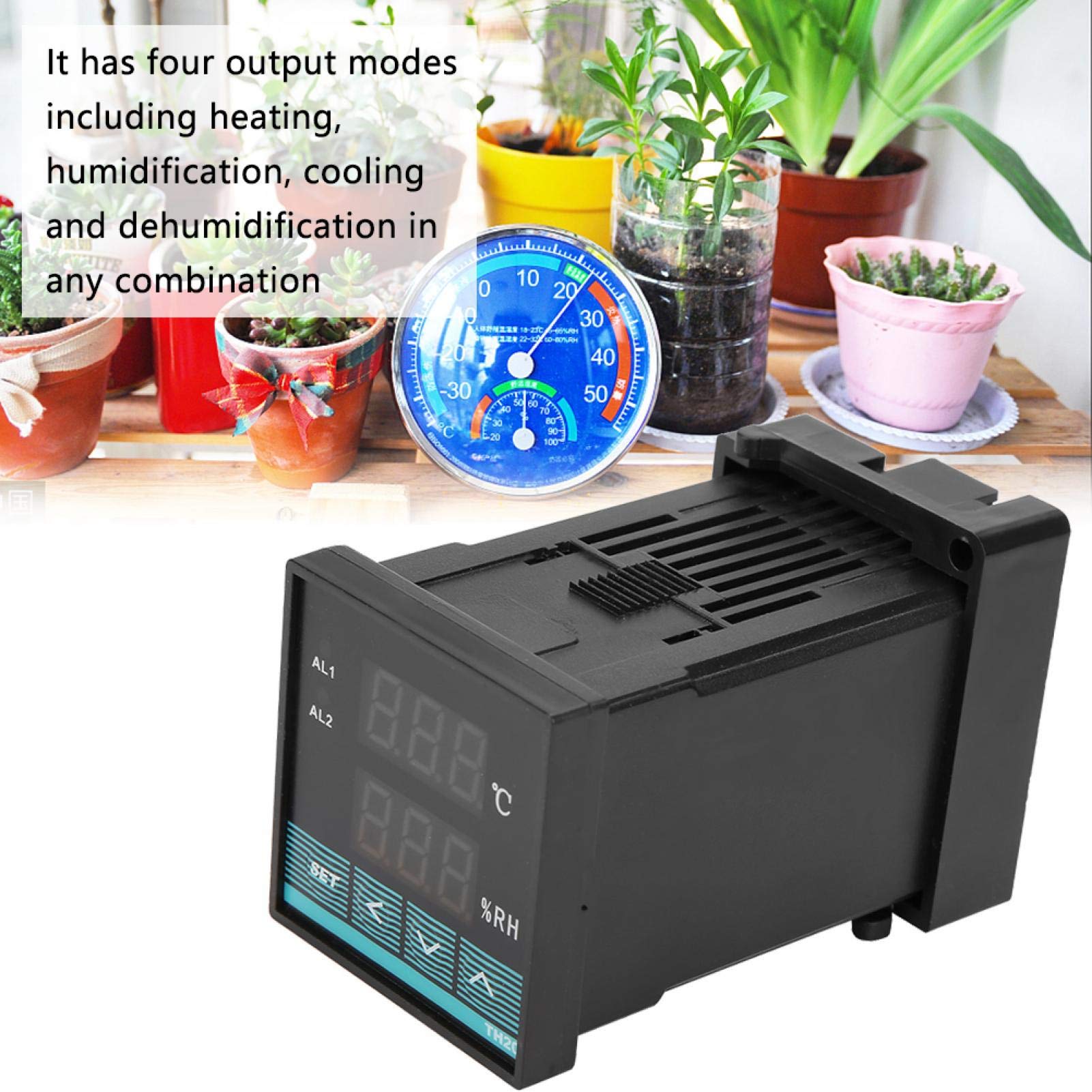 Controlador de temperatura, termostato controlador digital de temperatura y humedad con salida de relé -19,9 ℃ ~ 80,0 ℃ 0,0~99,9 ％ RH para gabinete de distribución