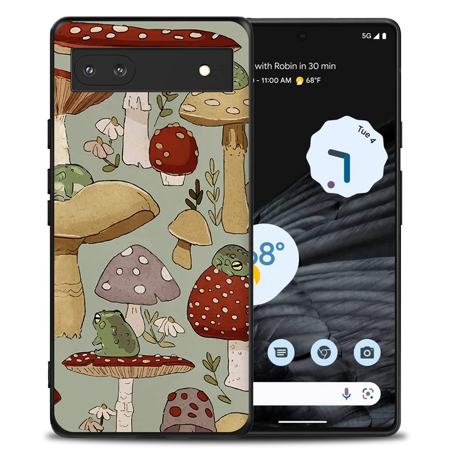 MSEAANBK Compatible with Google Pixel 7 Pro Case Retro Mushroom Frog Pattern Phone Case for Boys Girls Aldults, Soft TPU Shockproof Anti-Scratch Case