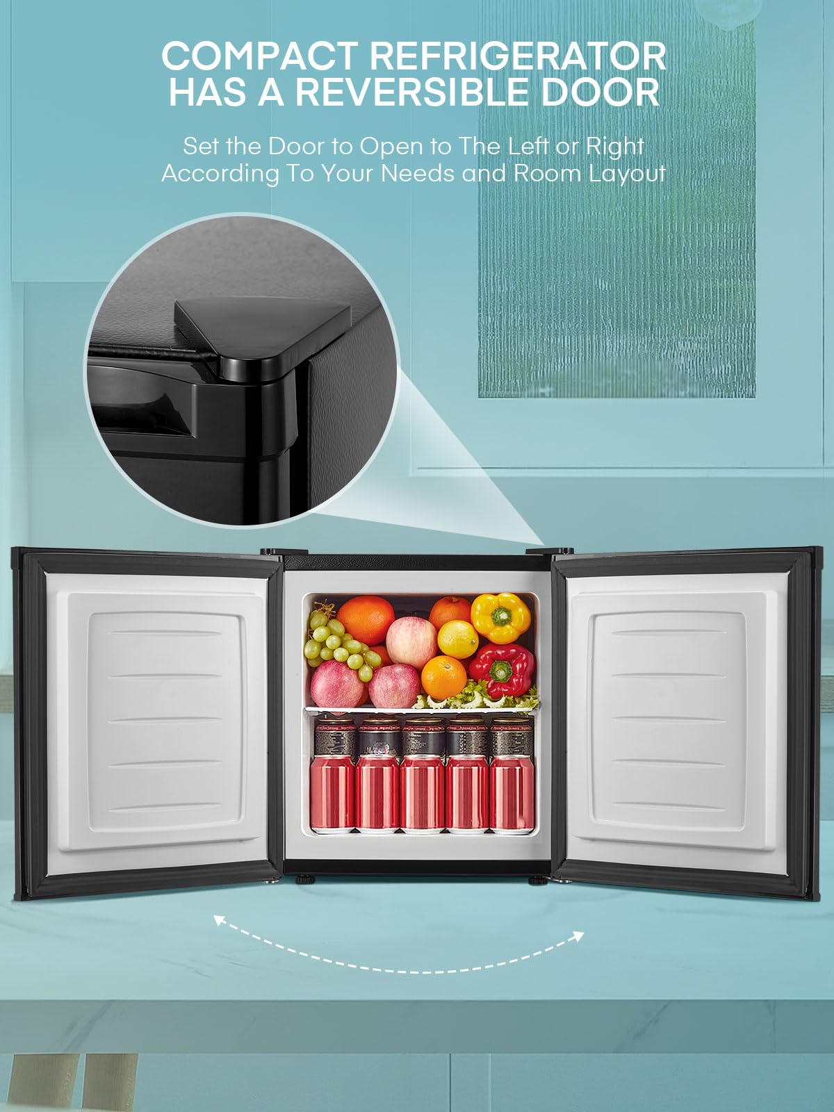 FOHERE 32L Table Top Mini Freezer, Small Freezer with 7 Adjustable Temperature, Energy Efficient, 4 Star Freezing,Removable Wire Shelf for Bedrooms/Home/Apartment/Office, New Black — view 9