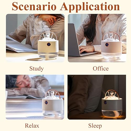 Miniatura 5 de Mini humidificador portátil con luz nocturna de 20.3 fl oz, pequeño humidificador de niebla fría, humidificador de escritorio personal para