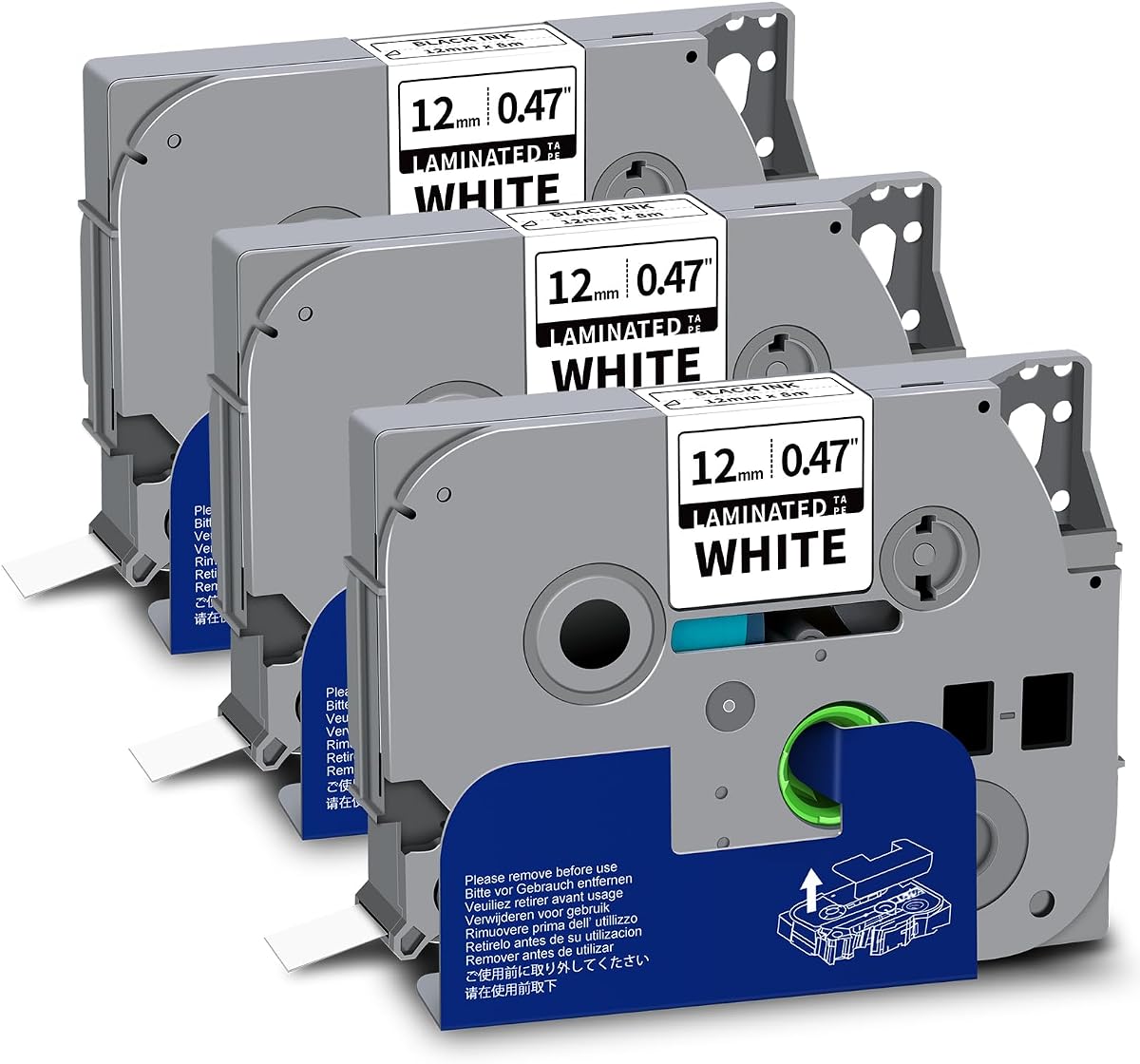 TZ-231 Compatible Label Tape Replacement for Brother TZe-231 TZ-231 12mm | 3 Pack 0.47 Laminated Tze231 P Touch Label Maker Tape Black on White for PT-D220 PT-D200 PT-D210 PTH100 PT-D400, 0.47"x26.2'