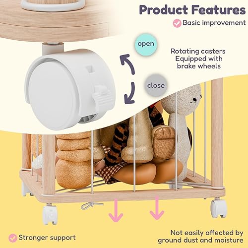 Miniatura 9 de Almacenamiento y organizador de animales de peluche, organizador de juguetes de zoológico de madera extra grande de 54 pulgadas, jaula de juguetes