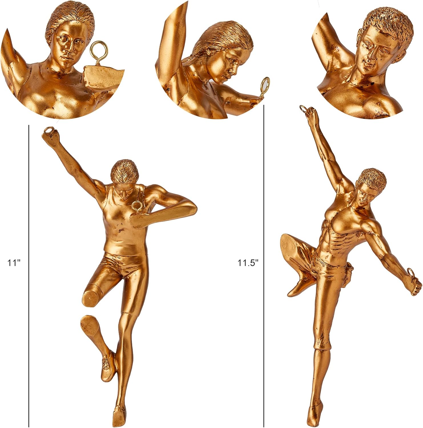 GUTE Tall Rock Climbing Wall Sculpture Figures, Wall Art Decor Sculpture (Set of 2) 11.5" - Man & Woman - Marathon Rappelling Perfect Bedroom Home Office Company Décor Gift, Sports & Outdoors