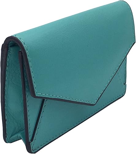 Miniatura 6 de Cuero genuino turquesamarrón personalizado RFID titular de la tarjeta