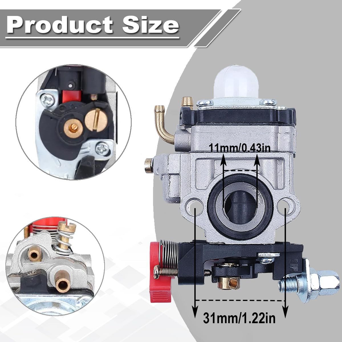 ZAMDOE Carburateur pour Kawasaki TH23 TH26 TH34 23cc 24cc 25cc 26cc 35cc P11 1E34F 11mm Carb Moteur Remplacement Pièce Moteur Débroussailleuse Taille-haie Souffleuse de Feuilles