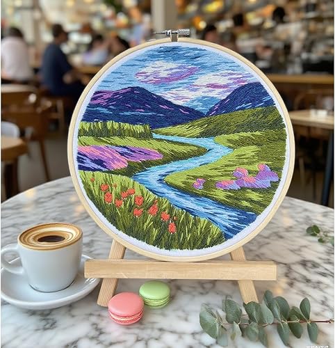 Miniatura 31 de Maydear Kit de bordado para principiantes, kit de agujas de perforación, kits de punto de cruz, kit de inicio de bordado estampado francés