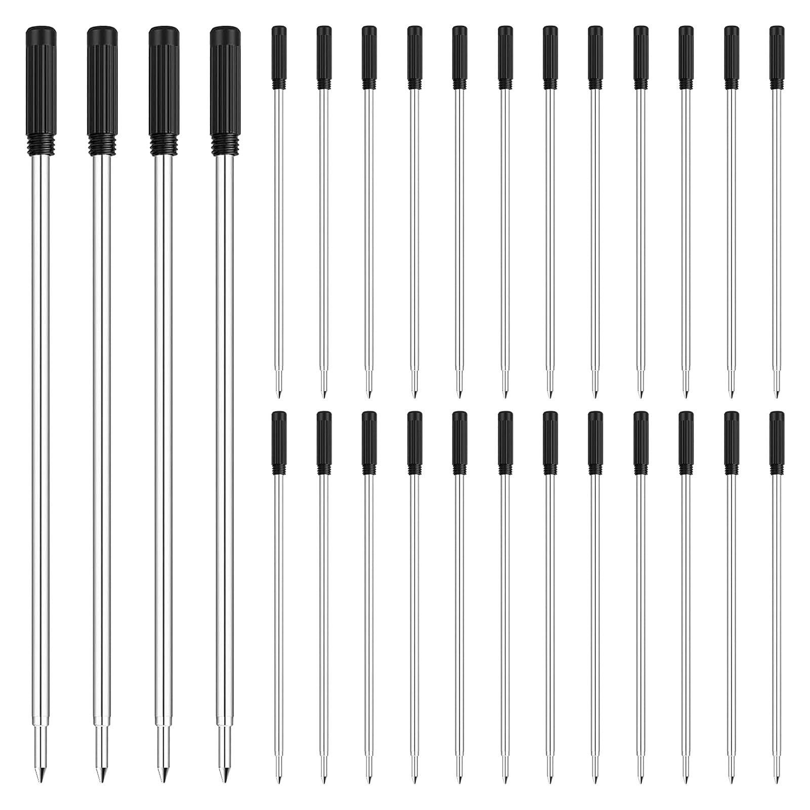 MAGICLULU 200 recambios de bolígrafo - Recambios de tinta negra reemplazables - Núcleo metálico de 1,0 mm, punta mediana - Compatible con bolígrafos Cross para una escritura