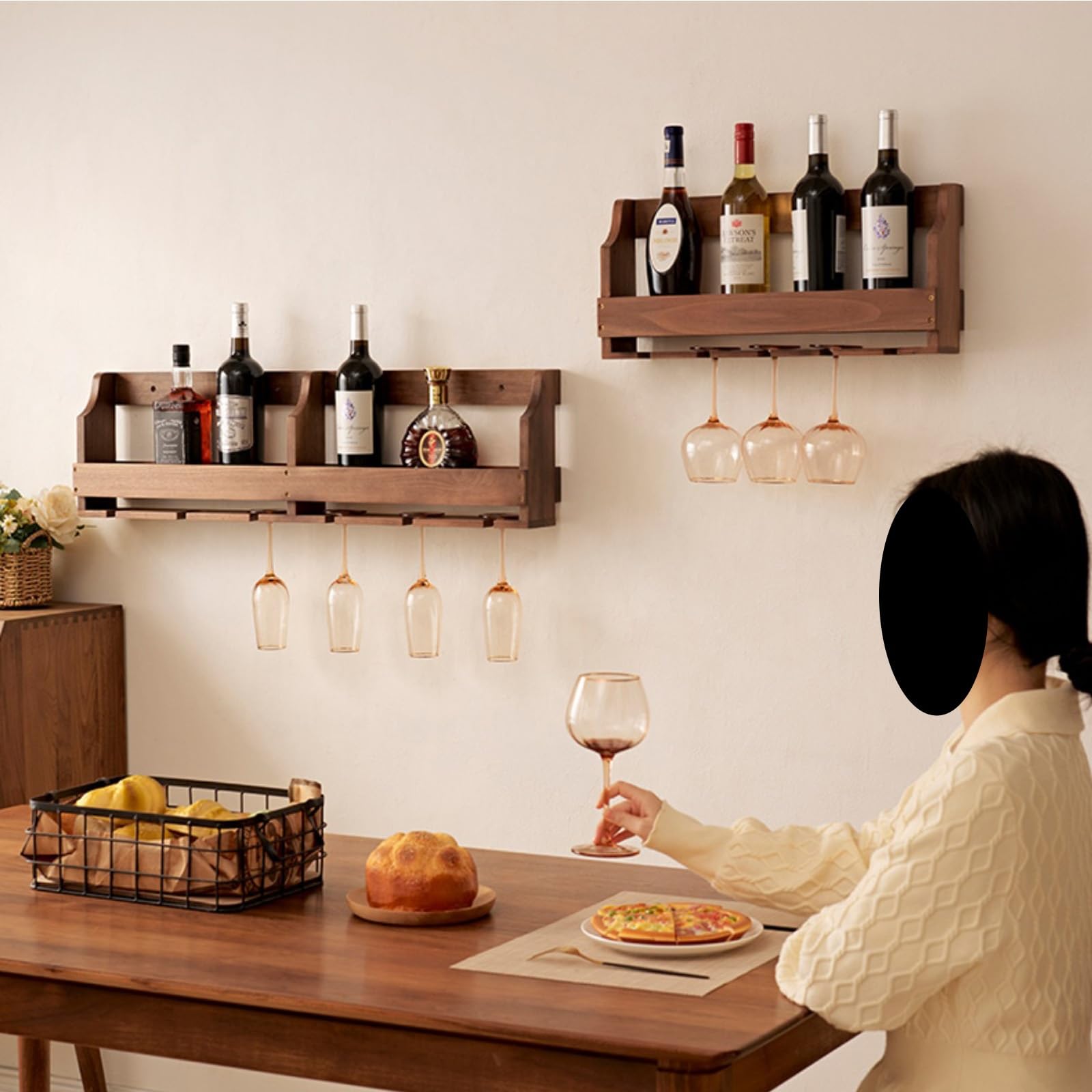 Botellero de pie - Enfriador de Vino de pie - Estante para Botellas de Vino - Vitrina de Madera Maciza - Botellero Decorativo Resistente y Duradero para Bar/Sala de Estar/Taberna (