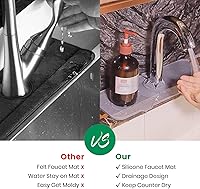 Vista 2 de Sink Faucet Splash Guard Mat, Kitchen Silicone Faucet Handle Drip Catcher Tray, Sink Protectors for Kitchen Sink, Foldable Sink Faucet Water Catcher