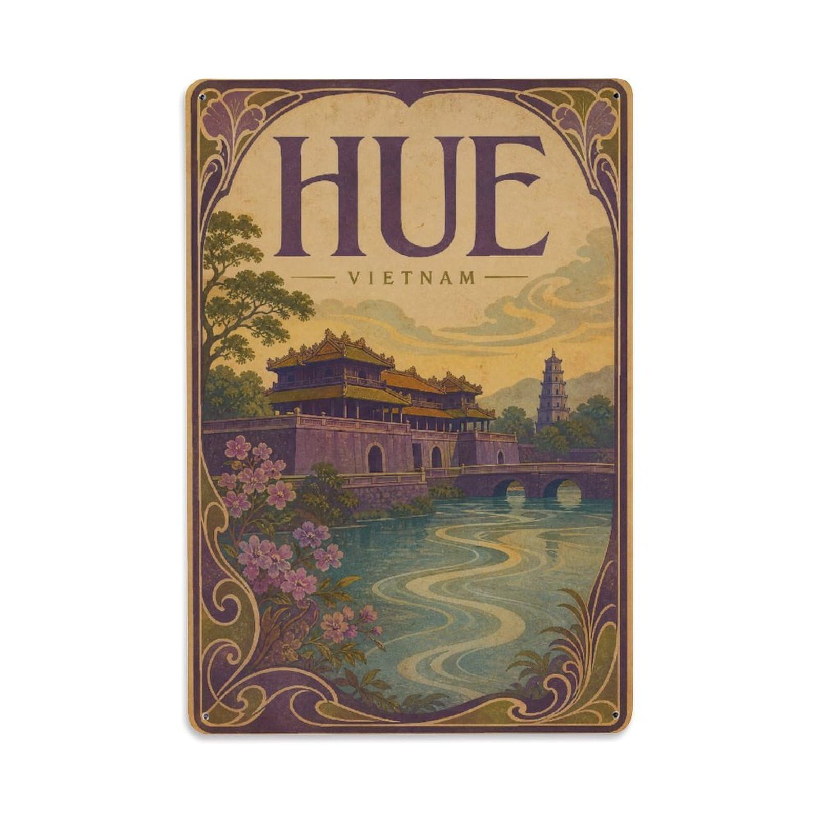 Metal Tin Sign Vintage Travel Vietnam Hue
