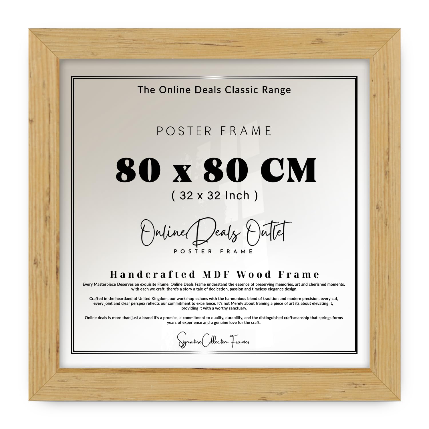 Online Deals | MDF Poster Frame (80 x 80 CM) 80 for Inspirational Quotes, Spiritual & Cultural Heritage Art, Elegant MDF Wood Finish, Secure Hooks [ Pine ]