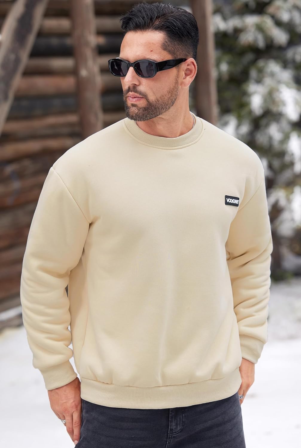 Men Sherpa-Lined Sweatshirt Thermal Winter Heavyweight Pullover(S-3XL) - Image 3
