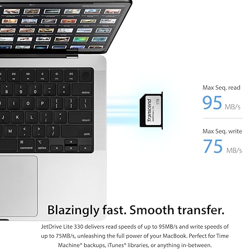 Miniatura 3 de Transcend Tarjeta de expansión JDL330 de 1 TB para MacBook M4 Pro 2024, 2023, 2021, diseño ligero, hasta 95 MBs, JetDrive Lite 330 - TS1TJDL330