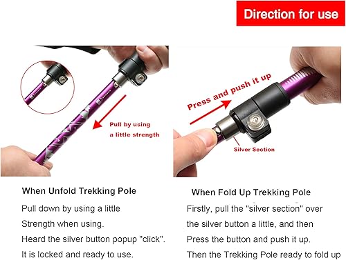 Miniatura 6 de Aluminio plegable ultraligero viaje trekking senderismo poste para hombres y mujeres