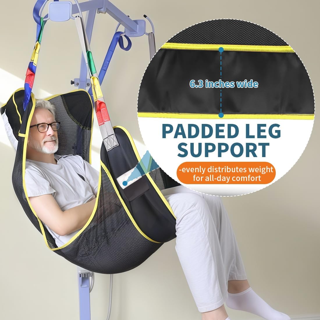 Universal Full Body Patient Lift Sling, Mesh Fabric Patient Sling Transfer and Bathing aids, 500lb Weight Capacity (Small-Black)