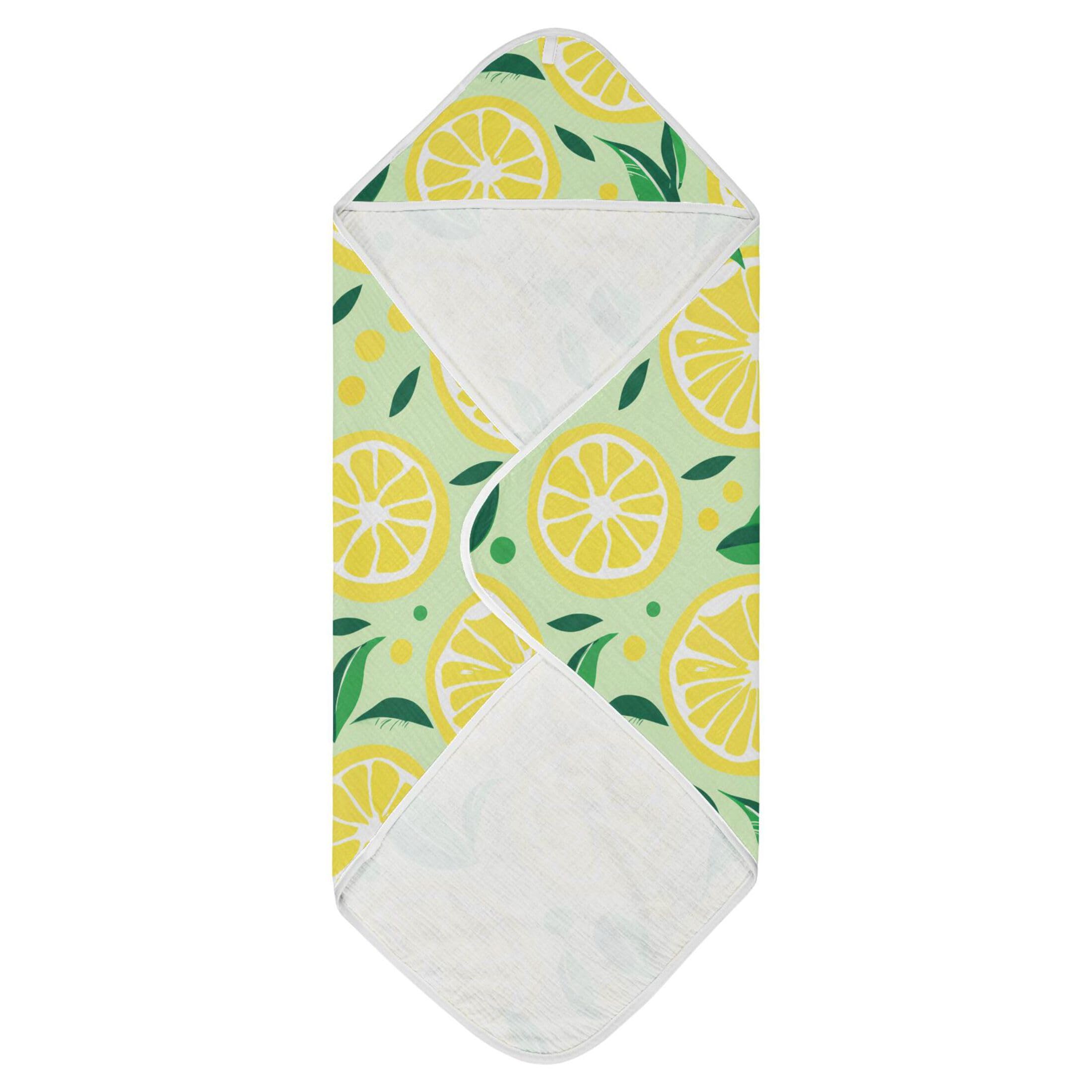 Kigai Baby Hooded Towel Absorbent Baby Bath Shower Towel with Hood for Newborn Boys Girls Babies Infant Toddler (Lemons 35 x 35 in)