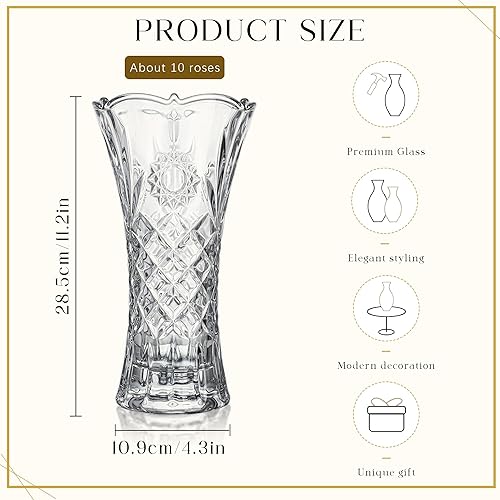 Miniatura 4 de kanpura Jarrón de cristal alto transparente de 11.2 pulgadas para florero grueso para centros de mesa de fiesta de Navidad (1 pieza)