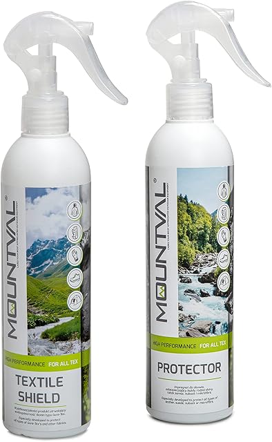Mountval Protector Set, 2 x 300ml, Textile Shield for Clothing, Protector for Shoes, Leather, Nubuck, Suede, Fabric & GORE-TEX