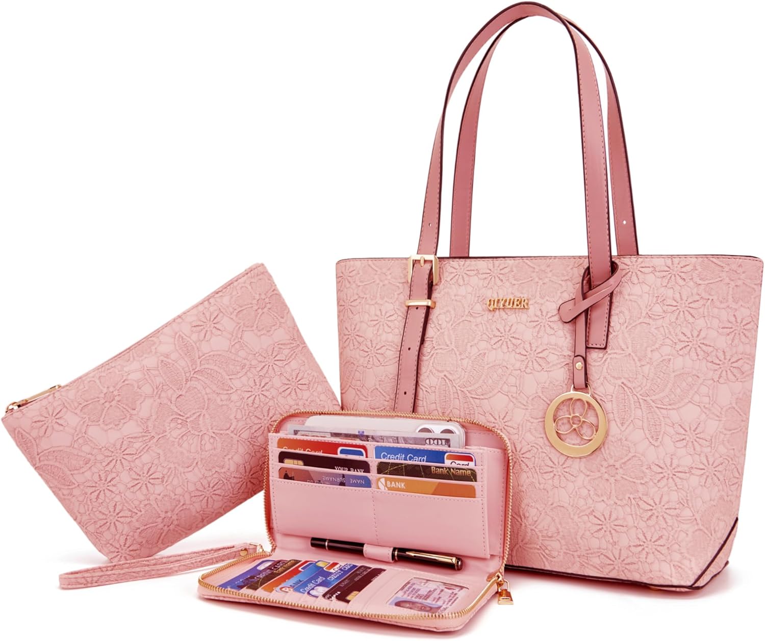Qiyuer Women Purses Handbags Wallet Sets Shoulder Bags Top Handle Satchel Tote Purse Work Bag Set With Matching Wallet 3pcs