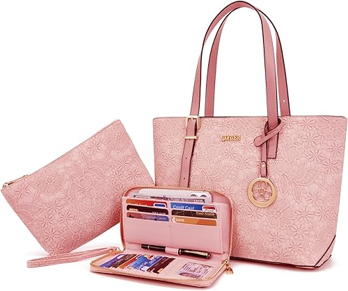 Qiyuer - Bolsos para mujer, carteras, juegos de bolsos con asa superior, bolsos de hombro, bolso de mano, bolso de trabajo con cartera a juego, 3