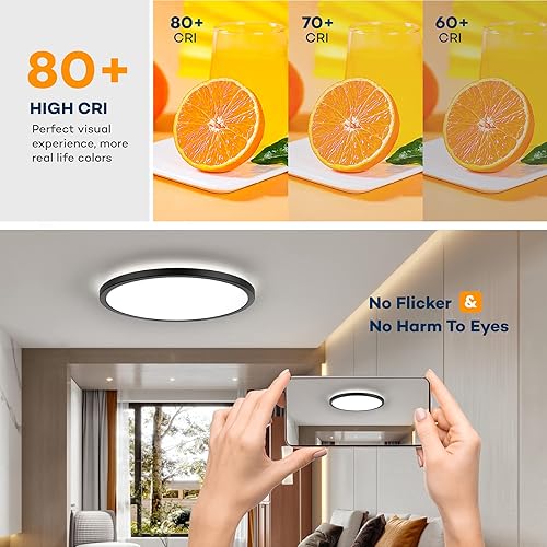 Miniatura 7 de BLNAN LED Flush Mount Ceiling Light with Remote Control, 12 Inch 24W Dimmable Low Profile Hardwired Light Fixture, 3000K - 6500K Color Temperature,