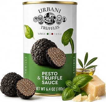 Urbani Truffles Pesto & Black Truffle Sauce 180g 6.4oz - Italian Gourmet Sauce for Pasta, Meats, and Crostini, All-Natural & Ready to Use Gift, No Artificial Ingredients